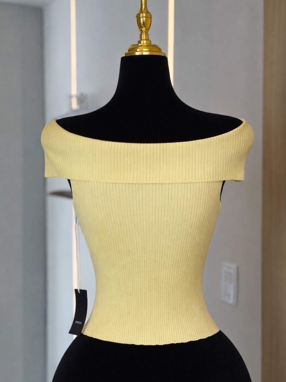 West of Melrose Butter Yellow Ribbed Strapless Knit Top | Soft Muse